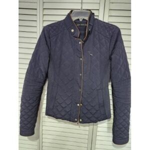 Zara Woman Black Quilted Jacket Snap Button Moto Biker Style Size M